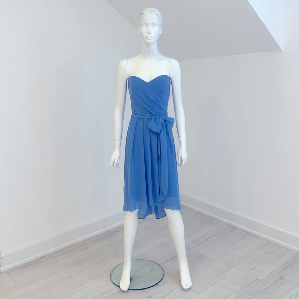 NWT SAMPLE SALE Social Dessy 8141 size 10 Cornflower Blue Nu-Georgette Pristine